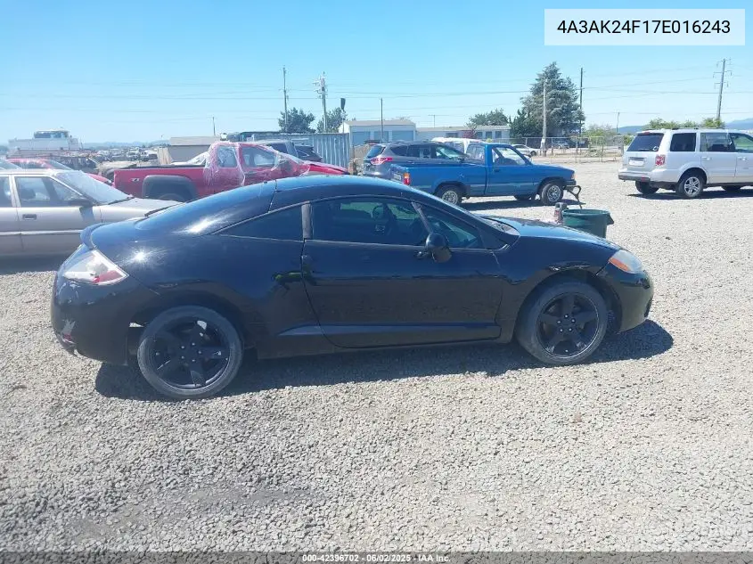 2007 Mitsubishi Eclipse Gs VIN: 4A3AK24F17E016243 Lot: 42396702