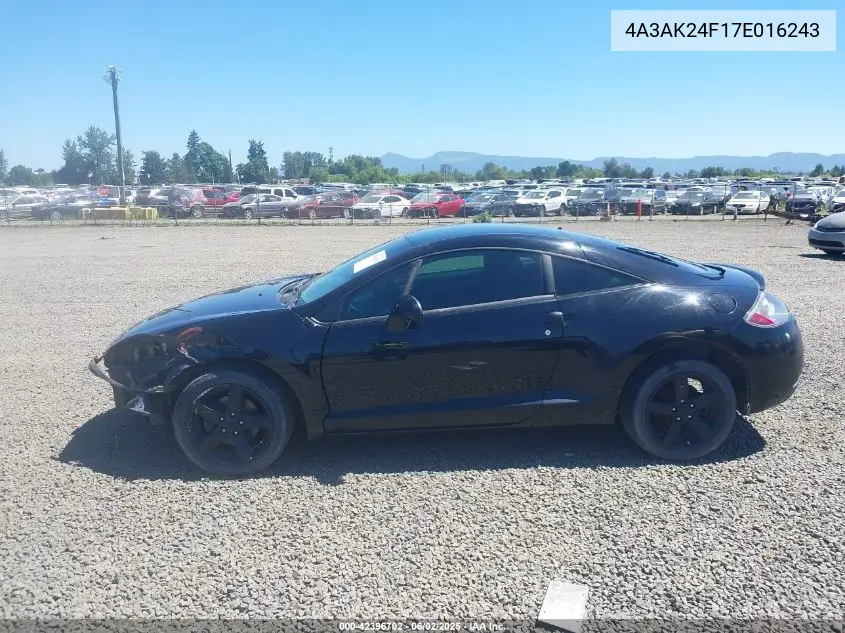 2007 Mitsubishi Eclipse Gs VIN: 4A3AK24F17E016243 Lot: 42396702