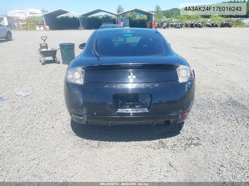 2007 Mitsubishi Eclipse Gs VIN: 4A3AK24F17E016243 Lot: 42396702