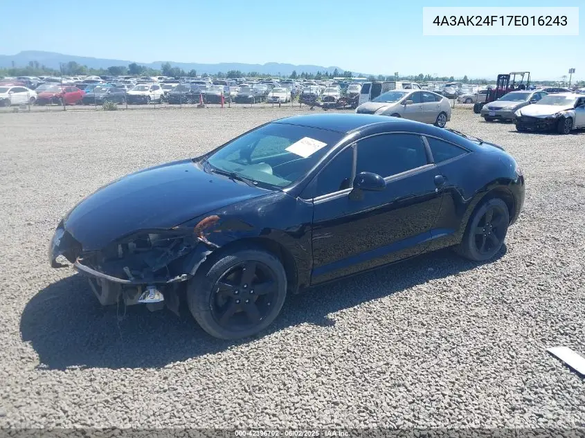 2007 Mitsubishi Eclipse Gs VIN: 4A3AK24F17E016243 Lot: 42396702
