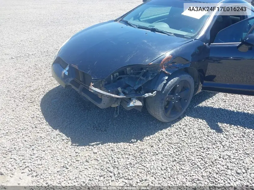 2007 Mitsubishi Eclipse Gs VIN: 4A3AK24F17E016243 Lot: 42396702