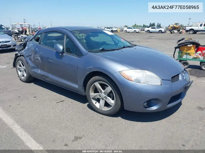 2007 Mitsubishi Eclipse Gs VIN: 4A3AK24F77E058965 Lot: 42479124