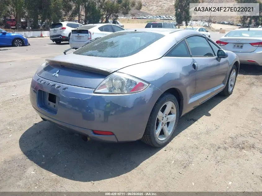 2007 Mitsubishi Eclipse Gs VIN: 4A3AK24F27E022021 Lot: 42516711