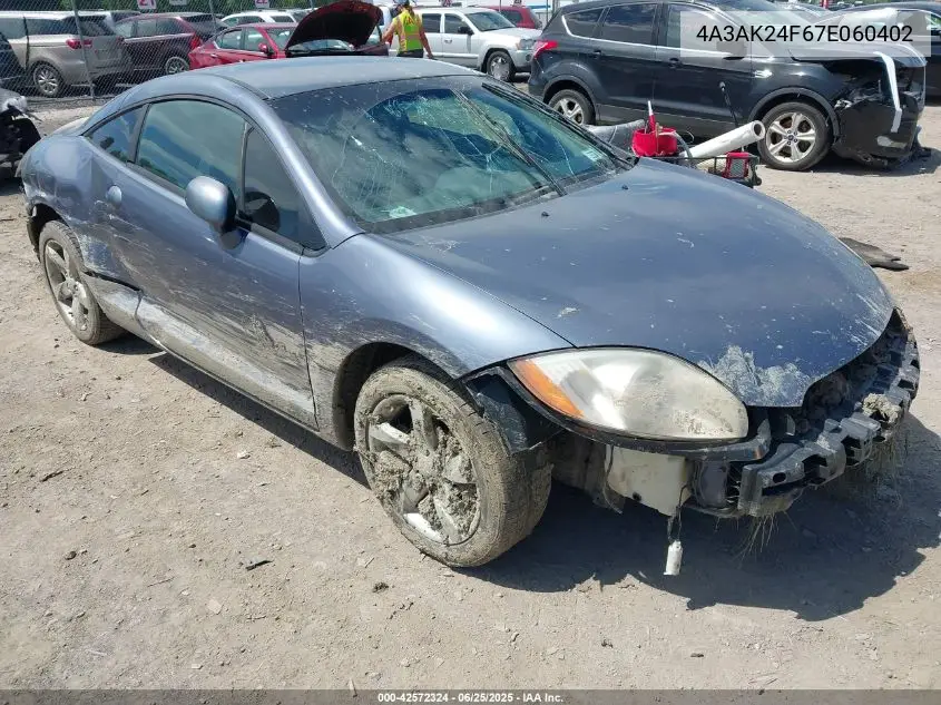 2007 Mitsubishi Eclipse Gs VIN: 4A3AK24F67E060402 Lot: 42572324