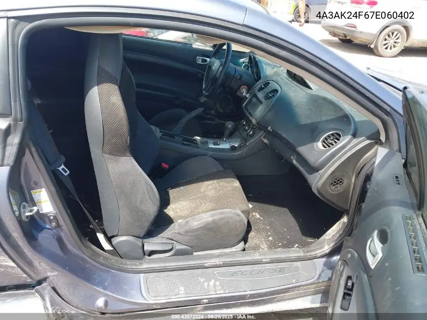 2007 Mitsubishi Eclipse Gs VIN: 4A3AK24F67E060402 Lot: 42572324