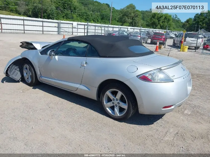 2007 Mitsubishi Eclipse Gs VIN: 4A3AL25F07E070113 Lot: 42661773