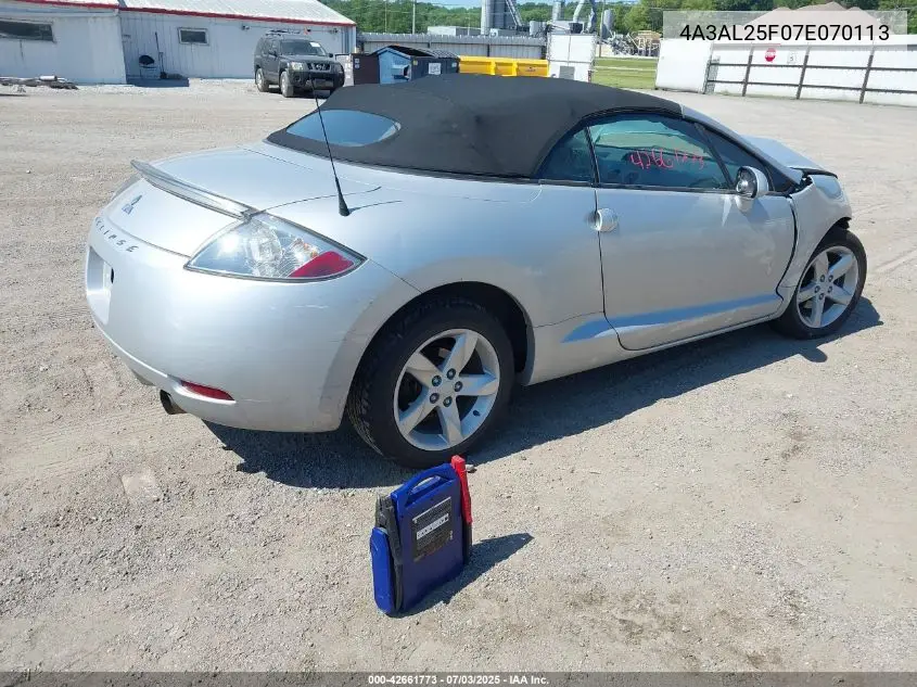 2007 Mitsubishi Eclipse Gs VIN: 4A3AL25F07E070113 Lot: 42661773