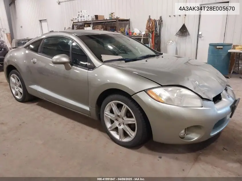 2008 Mitsubishi Eclipse Gt VIN: 4A3AK34T28E005670 Lot: 41991847
