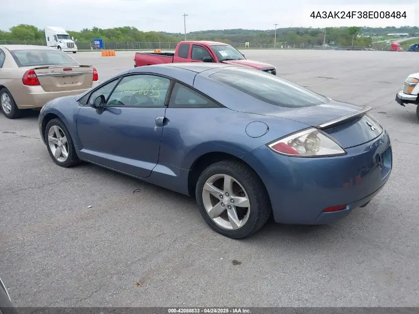 2008 Mitsubishi Eclipse Gs VIN: 4A3AK24F38E008484 Lot: 42088833