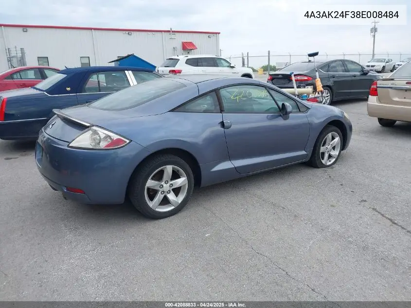 2008 Mitsubishi Eclipse Gs VIN: 4A3AK24F38E008484 Lot: 42088833