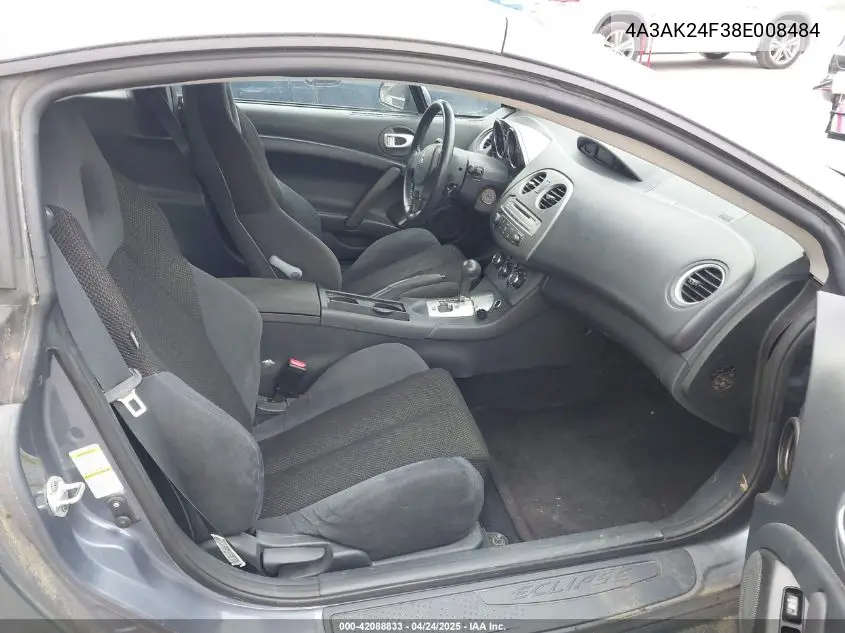 2008 Mitsubishi Eclipse Gs VIN: 4A3AK24F38E008484 Lot: 42088833