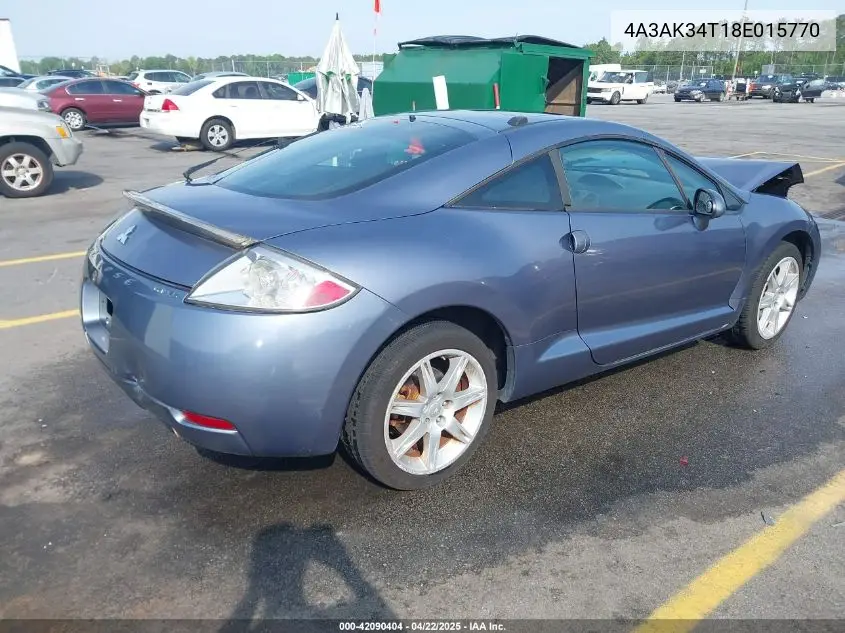 2008 Mitsubishi Eclipse Gt VIN: 4A3AK34T18E015770 Lot: 42090404