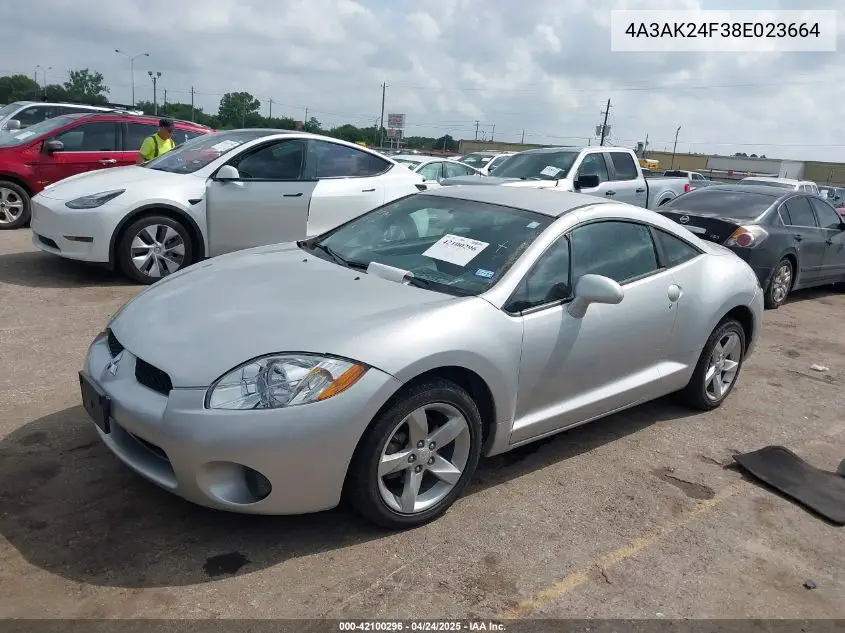 2008 Mitsubishi Eclipse Gs VIN: 4A3AK24F38E023664 Lot: 42100296
