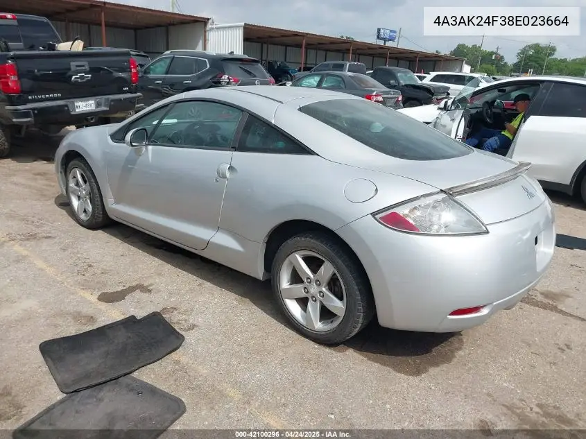 2008 Mitsubishi Eclipse Gs VIN: 4A3AK24F38E023664 Lot: 42100296