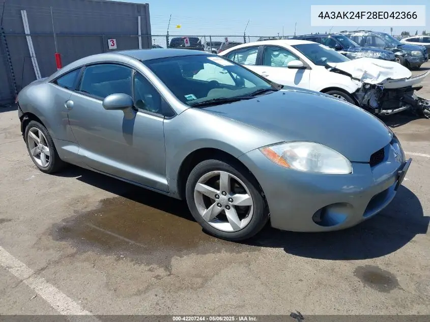 2008 Mitsubishi Eclipse Gs VIN: 4A3AK24F28E042366 Lot: 42207244