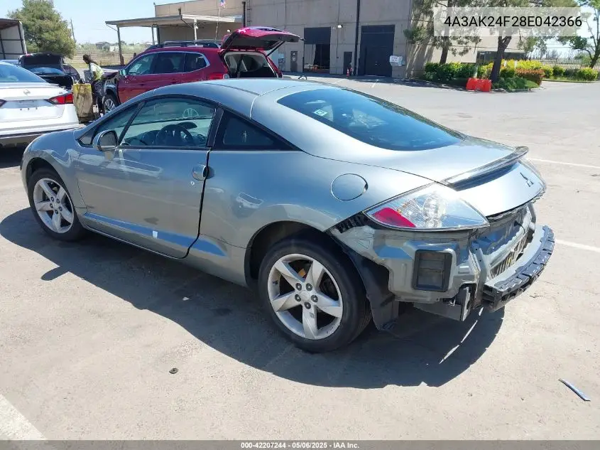 2008 Mitsubishi Eclipse Gs VIN: 4A3AK24F28E042366 Lot: 42207244