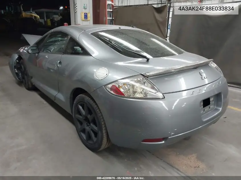 2008 Mitsubishi Eclipse Gs VIN: 4A3AK24F88E033834 Lot: 42289876