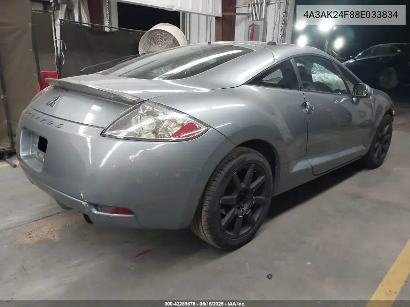 2008 Mitsubishi Eclipse Gs VIN: 4A3AK24F88E033834 Lot: 42289876