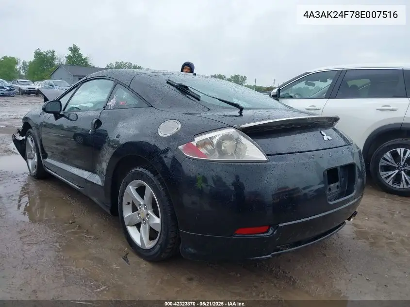2008 Mitsubishi Eclipse Gs VIN: 4A3AK24F78E007516 Lot: 42323870