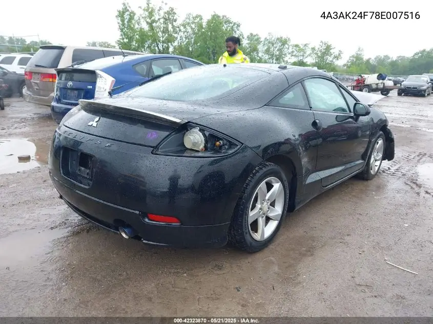 2008 Mitsubishi Eclipse Gs VIN: 4A3AK24F78E007516 Lot: 42323870