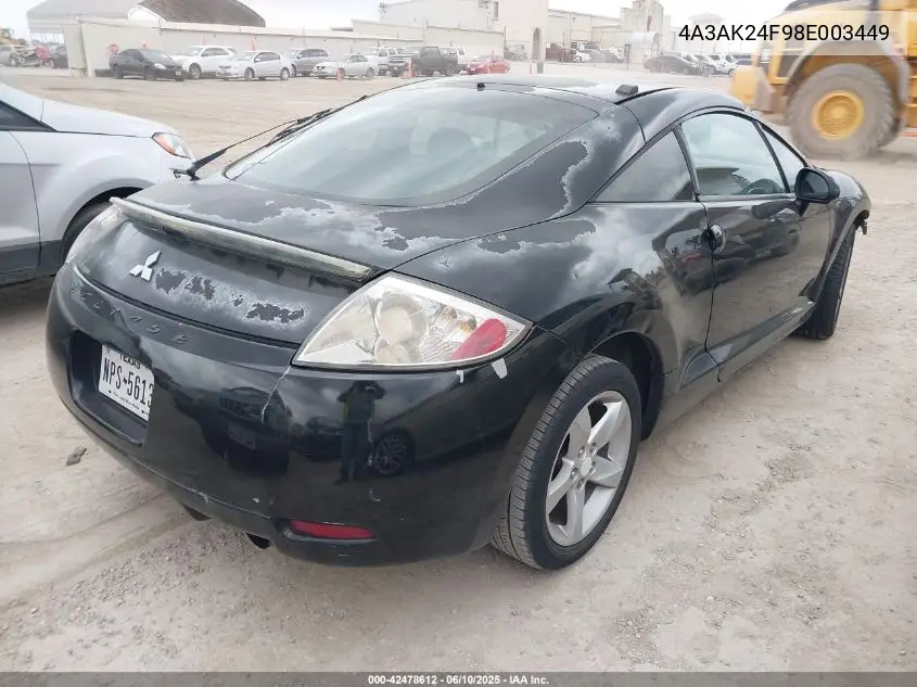 2008 Mitsubishi Eclipse Gs VIN: 4A3AK24F98E003449 Lot: 42478612