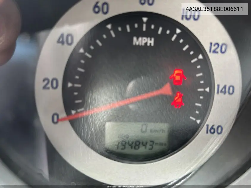 2008 Mitsubishi Eclipse VIN: 4A3AL35T88E006611 Lot: 42501436