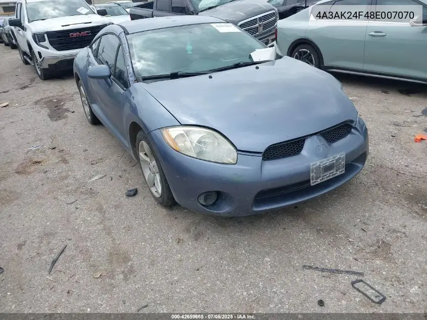 2008 Mitsubishi Eclipse Gs VIN: 4A3AK24F48E007070 Lot: 42659665
