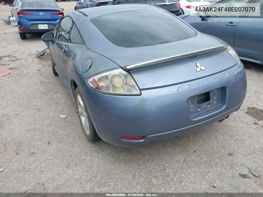2008 Mitsubishi Eclipse Gs VIN: 4A3AK24F48E007070 Lot: 42659665