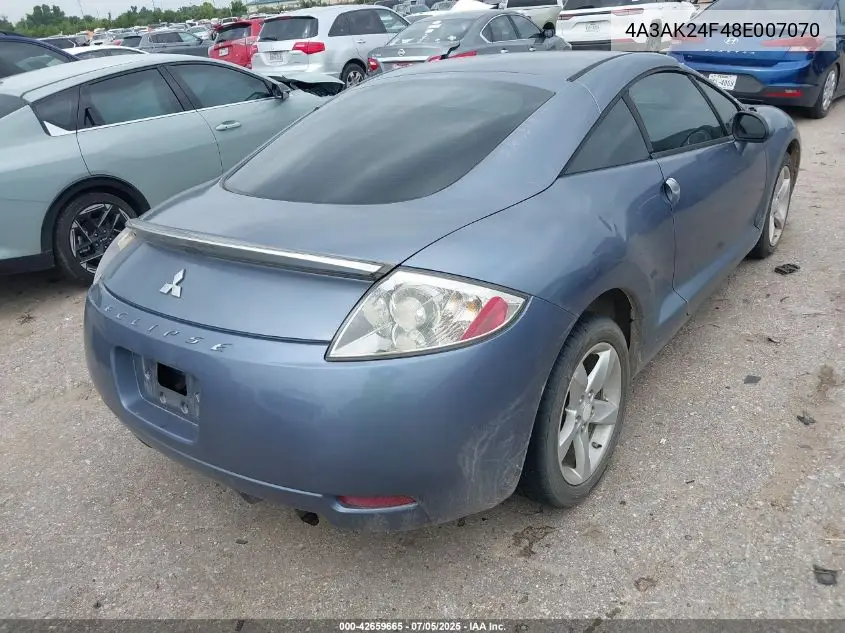 2008 Mitsubishi Eclipse Gs VIN: 4A3AK24F48E007070 Lot: 42659665