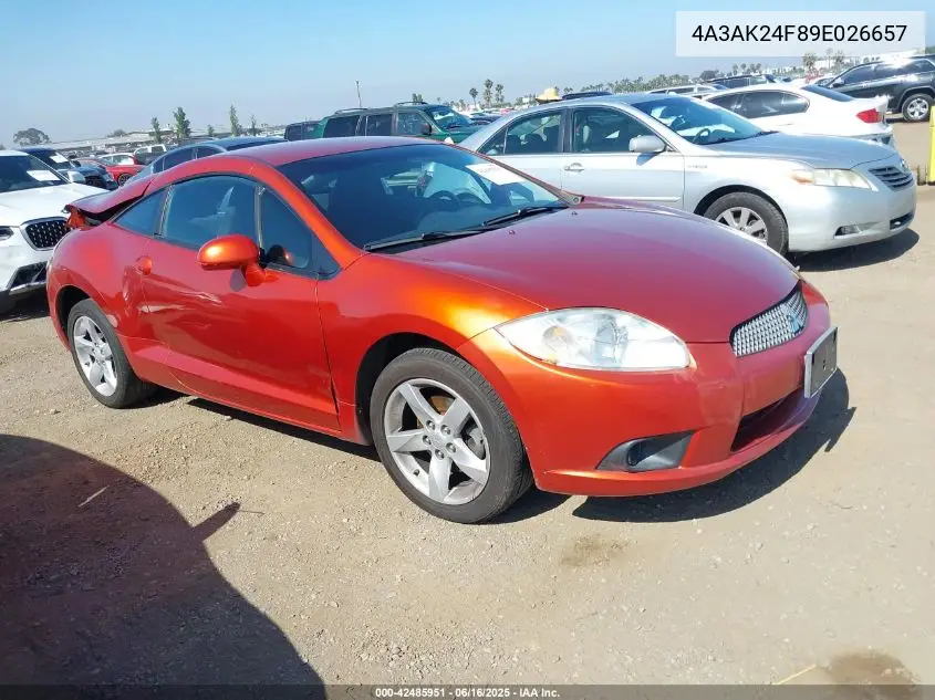 2009 Mitsubishi Eclipse Gs VIN: 4A3AK24F89E026657 Lot: 42485951