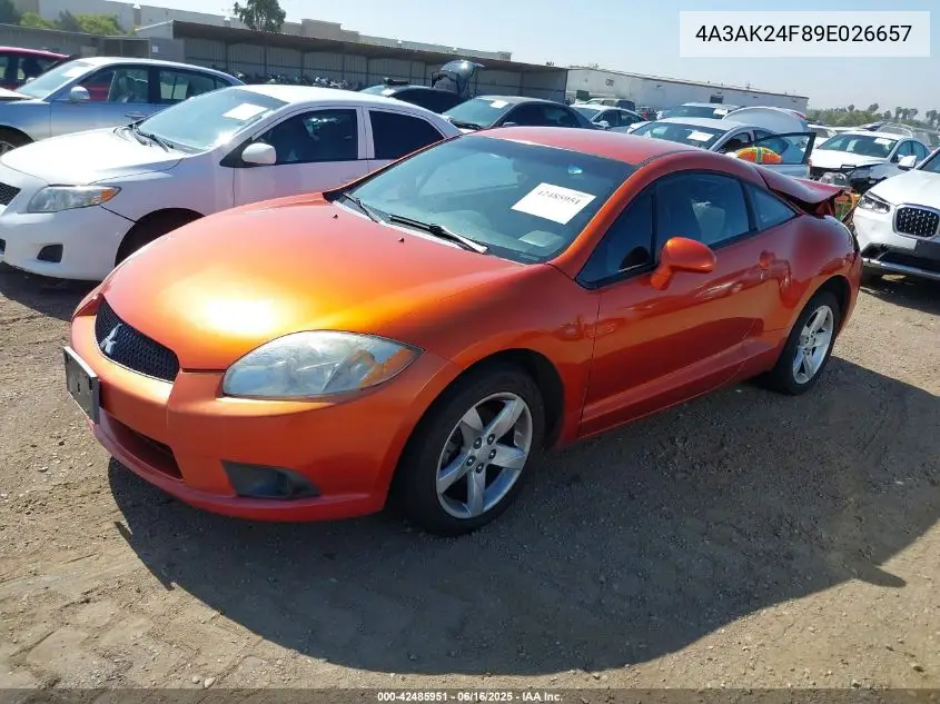 2009 Mitsubishi Eclipse Gs VIN: 4A3AK24F89E026657 Lot: 42485951