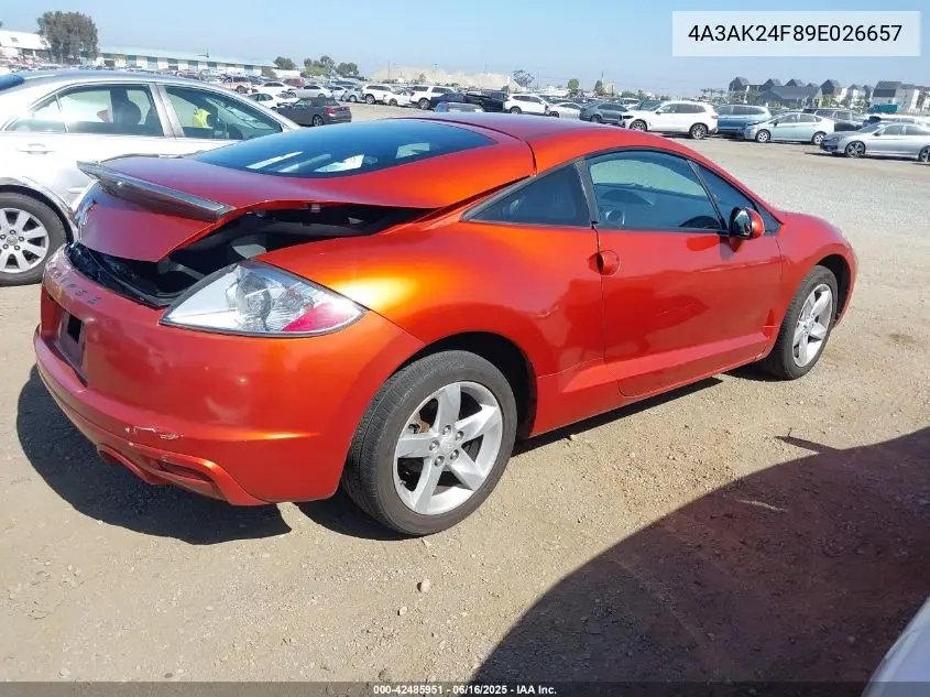 2009 Mitsubishi Eclipse Gs VIN: 4A3AK24F89E026657 Lot: 42485951