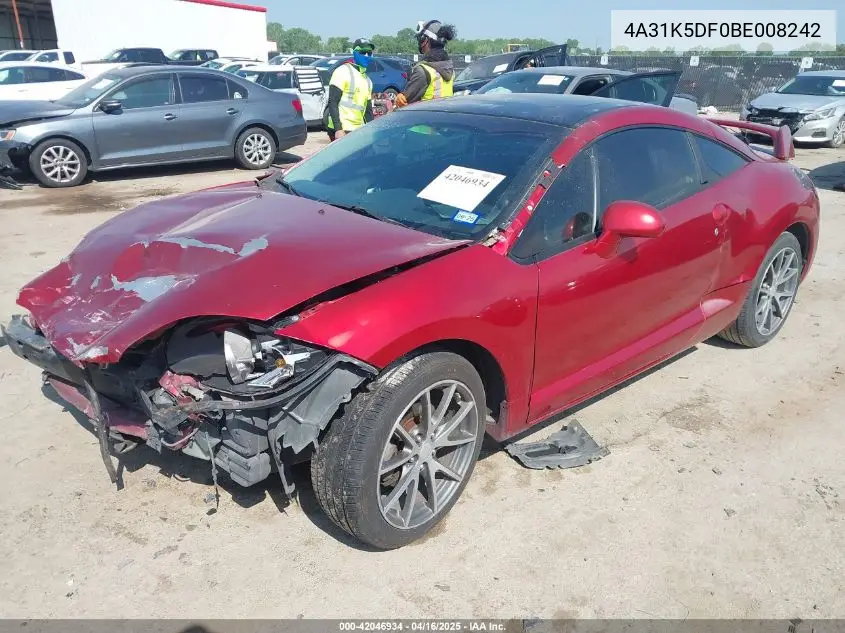 2011 Mitsubishi Eclipse Gs/Gs Sport VIN: 4A31K5DF0BE008242 Lot: 42046934