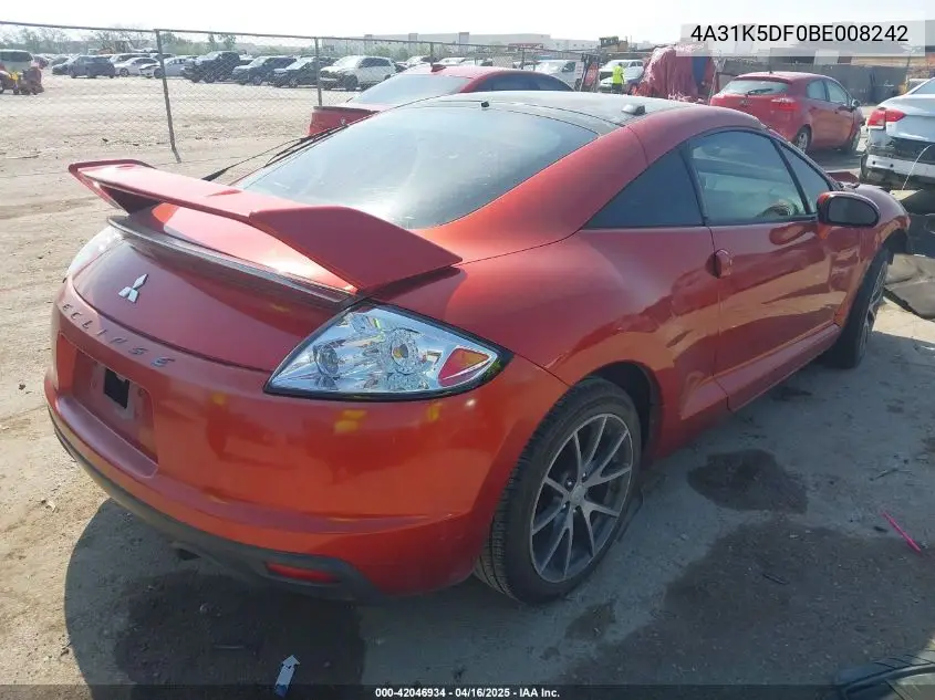 2011 Mitsubishi Eclipse Gs/Gs Sport VIN: 4A31K5DF0BE008242 Lot: 42046934