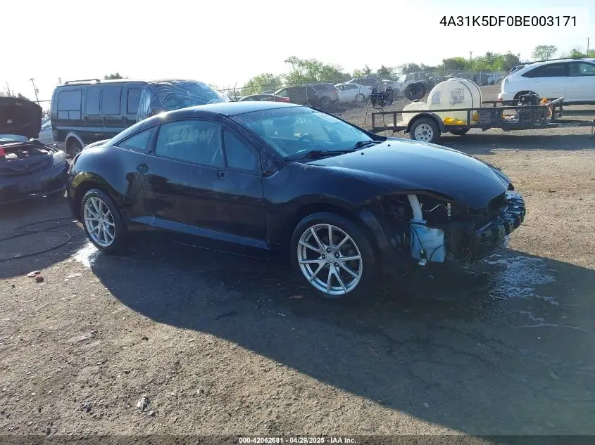 2011 Mitsubishi Eclipse Gs/Gs Sport VIN: 4A31K5DF0BE003171 Lot: 42062681