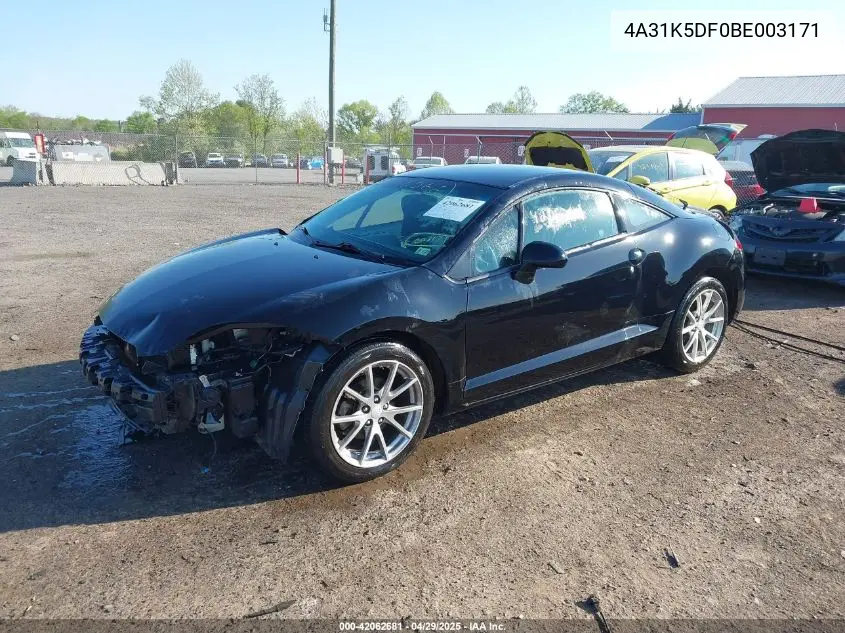2011 Mitsubishi Eclipse Gs/Gs Sport VIN: 4A31K5DF0BE003171 Lot: 42062681