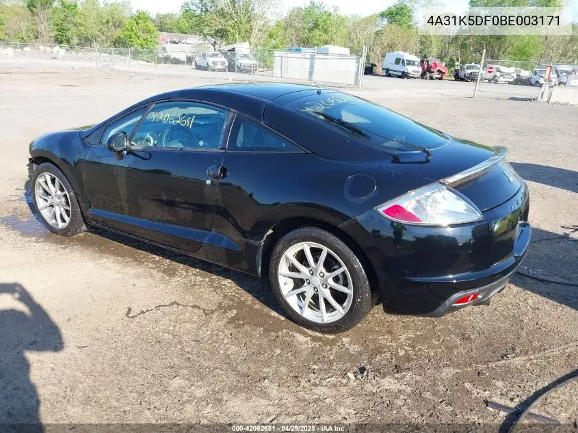 2011 Mitsubishi Eclipse Gs/Gs Sport VIN: 4A31K5DF0BE003171 Lot: 42062681