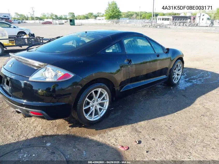2011 Mitsubishi Eclipse Gs/Gs Sport VIN: 4A31K5DF0BE003171 Lot: 42062681