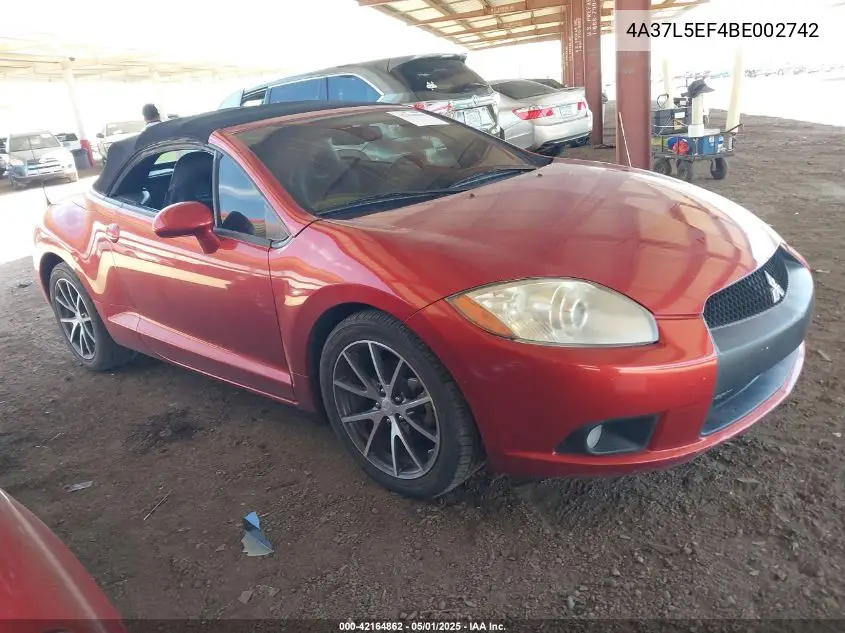 2011 Mitsubishi Eclipse Spyder Gs Sport VIN: 4A37L5EF4BE002742 Lot: 42164862