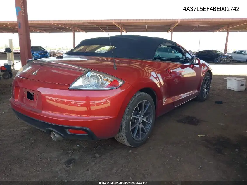 2011 Mitsubishi Eclipse Spyder Gs Sport VIN: 4A37L5EF4BE002742 Lot: 42164862