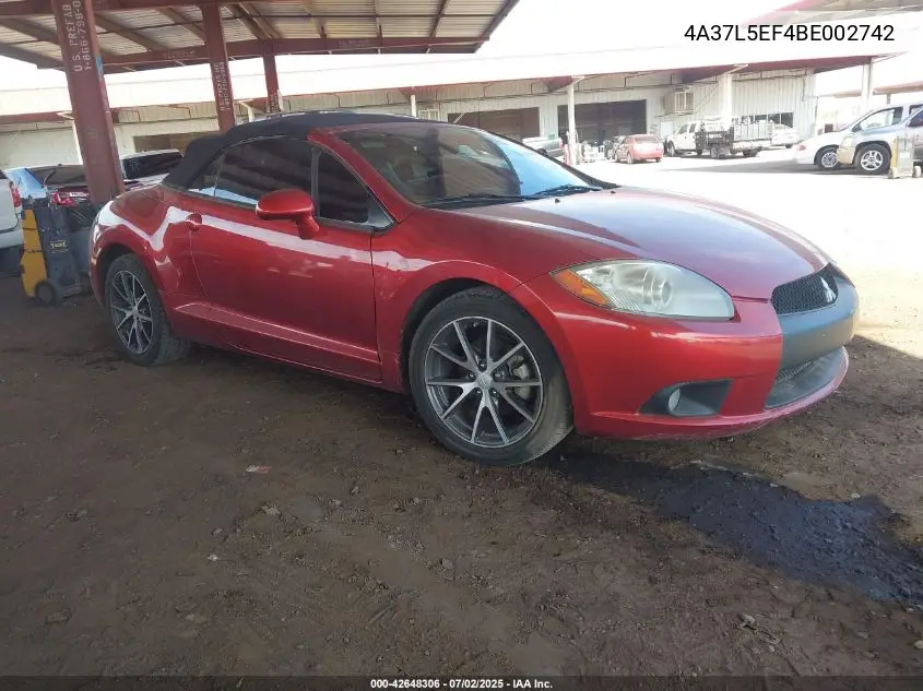 4a37l5ef4be002742 4A37L5EF4BE002742 2011 Mitsubishi Eclipse Spyder Gs Sport