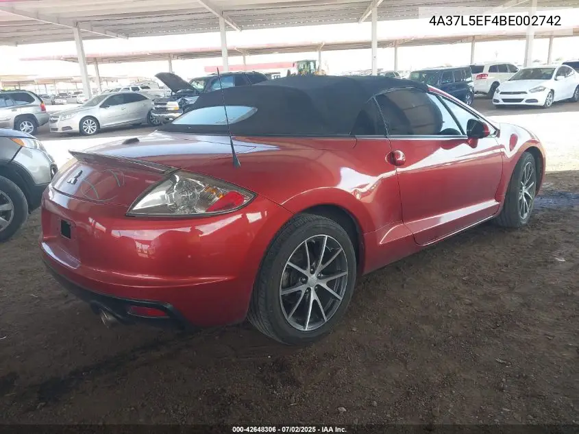 4a37l5ef4be002742 4A37L5EF4BE002742 2011 Mitsubishi Eclipse Spyder Gs Sport