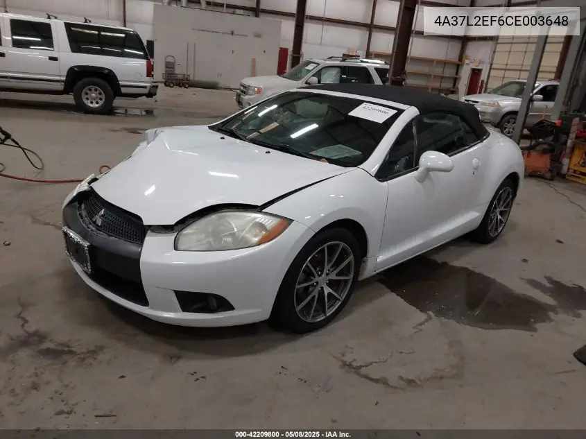 2012 Mitsubishi Eclipse Spyder Gs Sport VIN: 4A37L2EF6CE003648 Lot: 42209800