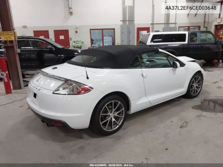 2012 Mitsubishi Eclipse Spyder Gs Sport VIN: 4A37L2EF6CE003648 Lot: 42209800