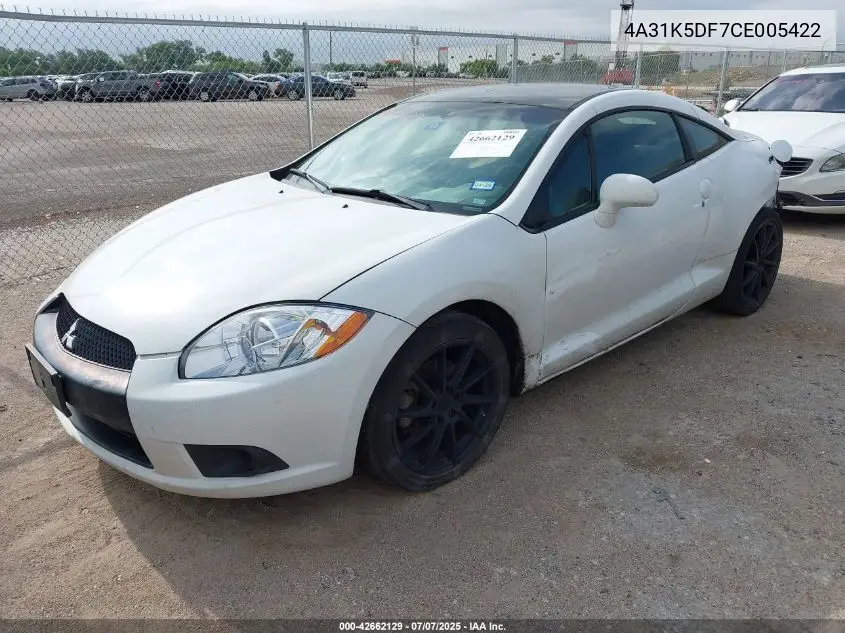 2012 Mitsubishi Eclipse Gs/Gs Sport/Se VIN: 4A31K5DF7CE005422 Lot: 42662129