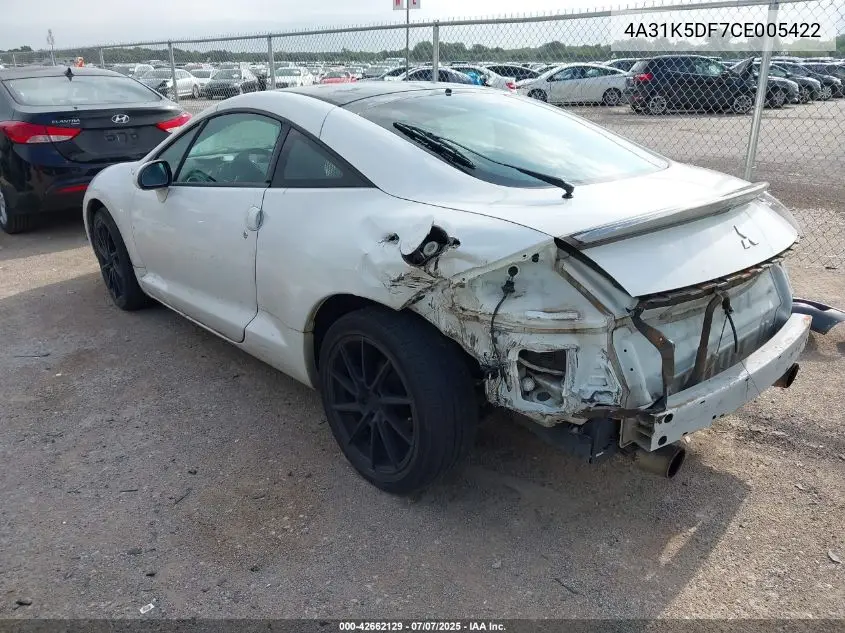 2012 Mitsubishi Eclipse Gs/Gs Sport/Se VIN: 4A31K5DF7CE005422 Lot: 42662129