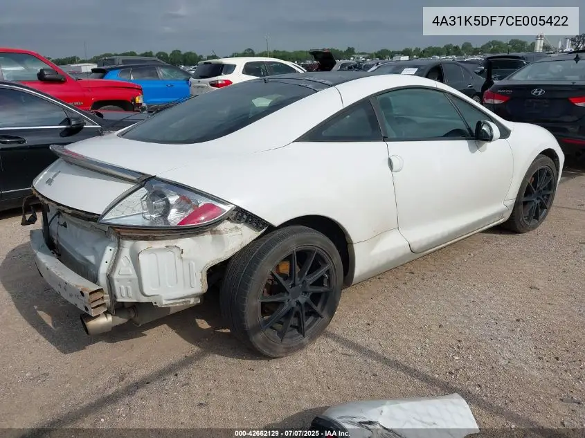 2012 Mitsubishi Eclipse Gs/Gs Sport/Se VIN: 4A31K5DF7CE005422 Lot: 42662129