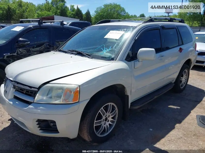 2004 Mitsubishi Endeavor Limited VIN: 4A4MM41S34E001920 Lot: 42172909