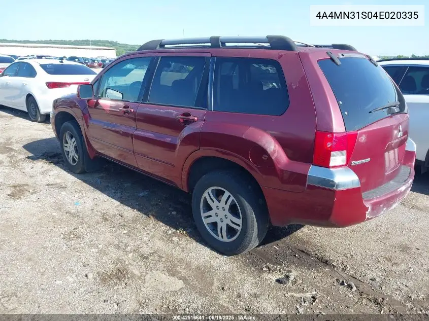 2004 Mitsubishi Endeavor Xls VIN: 4A4MN31S04E020335 Lot: 42516641