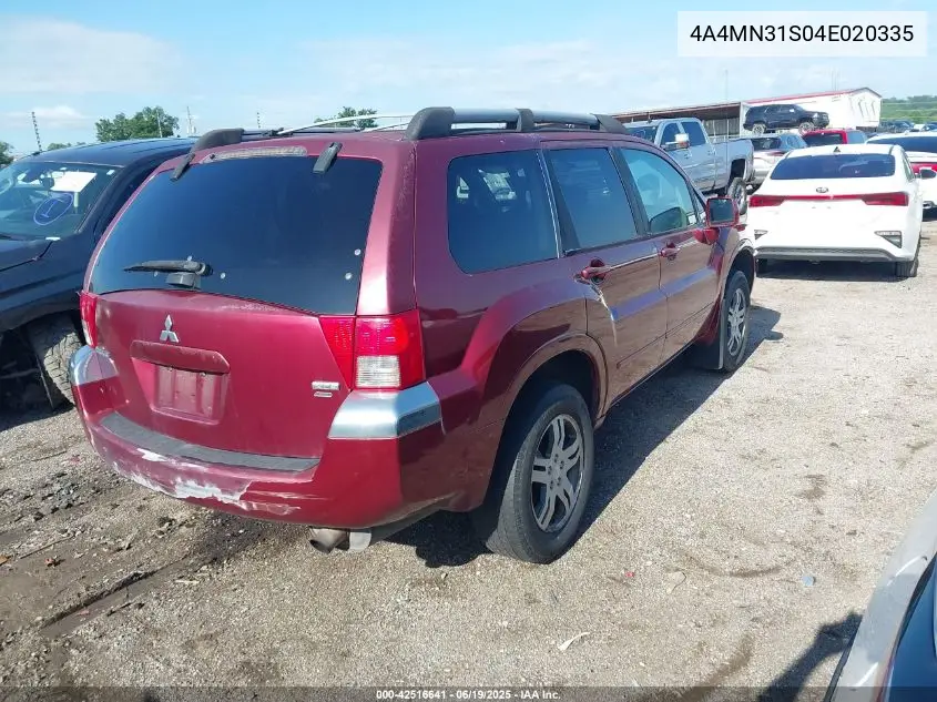 2004 Mitsubishi Endeavor Xls VIN: 4A4MN31S04E020335 Lot: 42516641